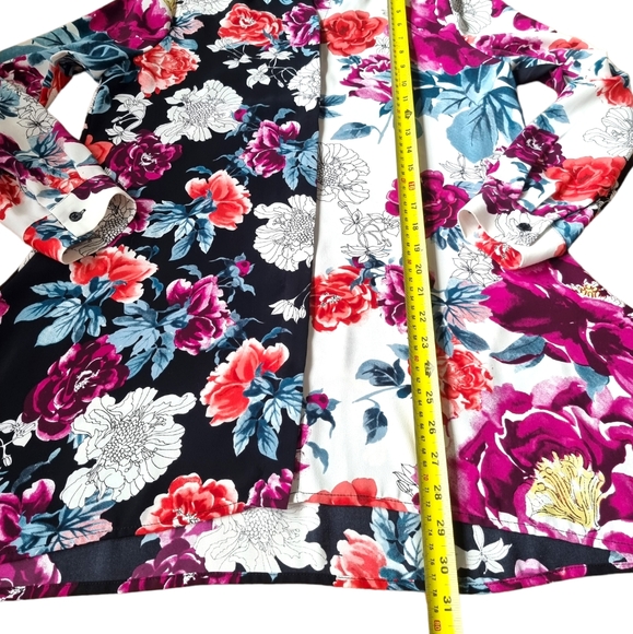 Chico's Long Floral Button Down Flowy Blouse - Picture 7 of 9